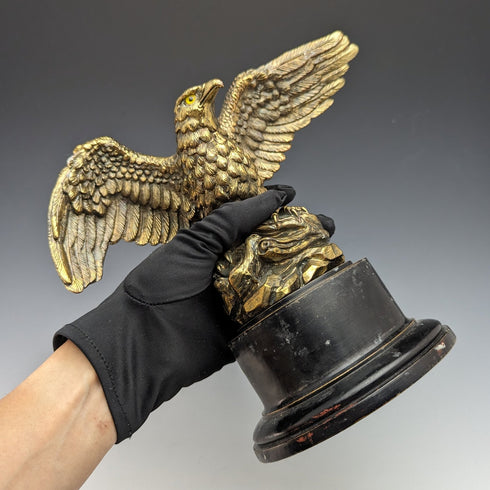 復古鍍金老鷹雕像木底座